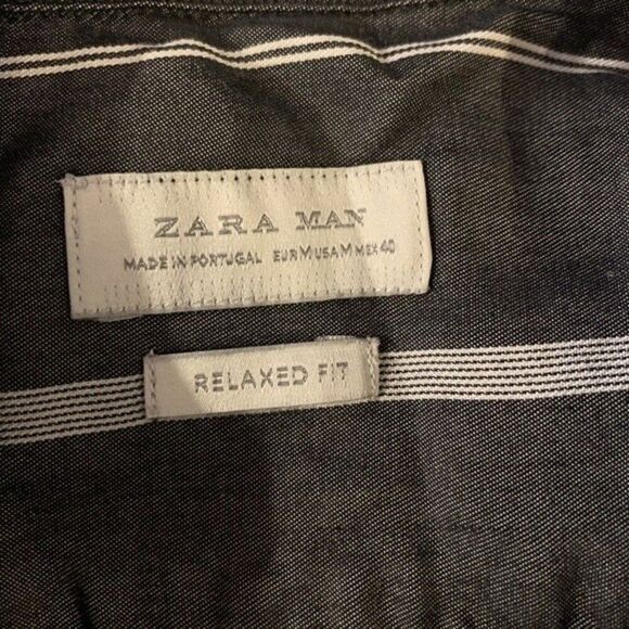 Zara Man gray striped button down shirt re - Picture 8 of 8
